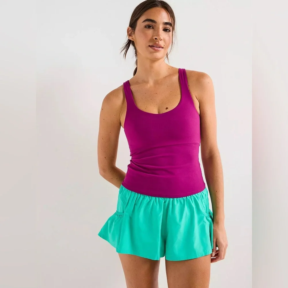 New Free People FP Movement Never Better Mulberry Long Tank Top Bra Shirt sz L - Picture 3 of 7